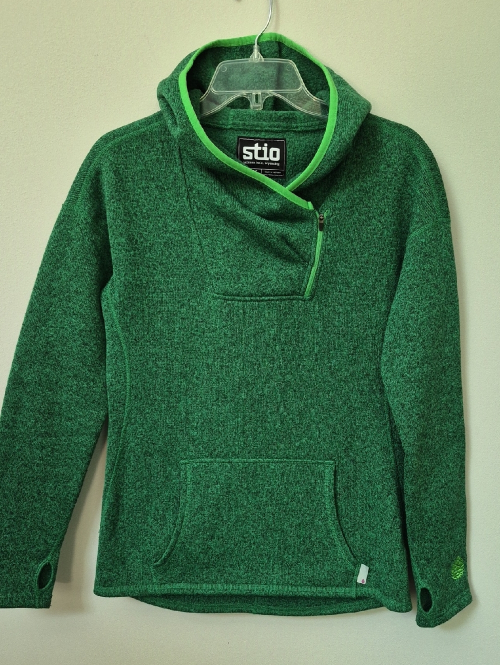 Stio Sweetwater Green Heathered Pullover Fleece Hoodie Womens S Gorpcore Camp